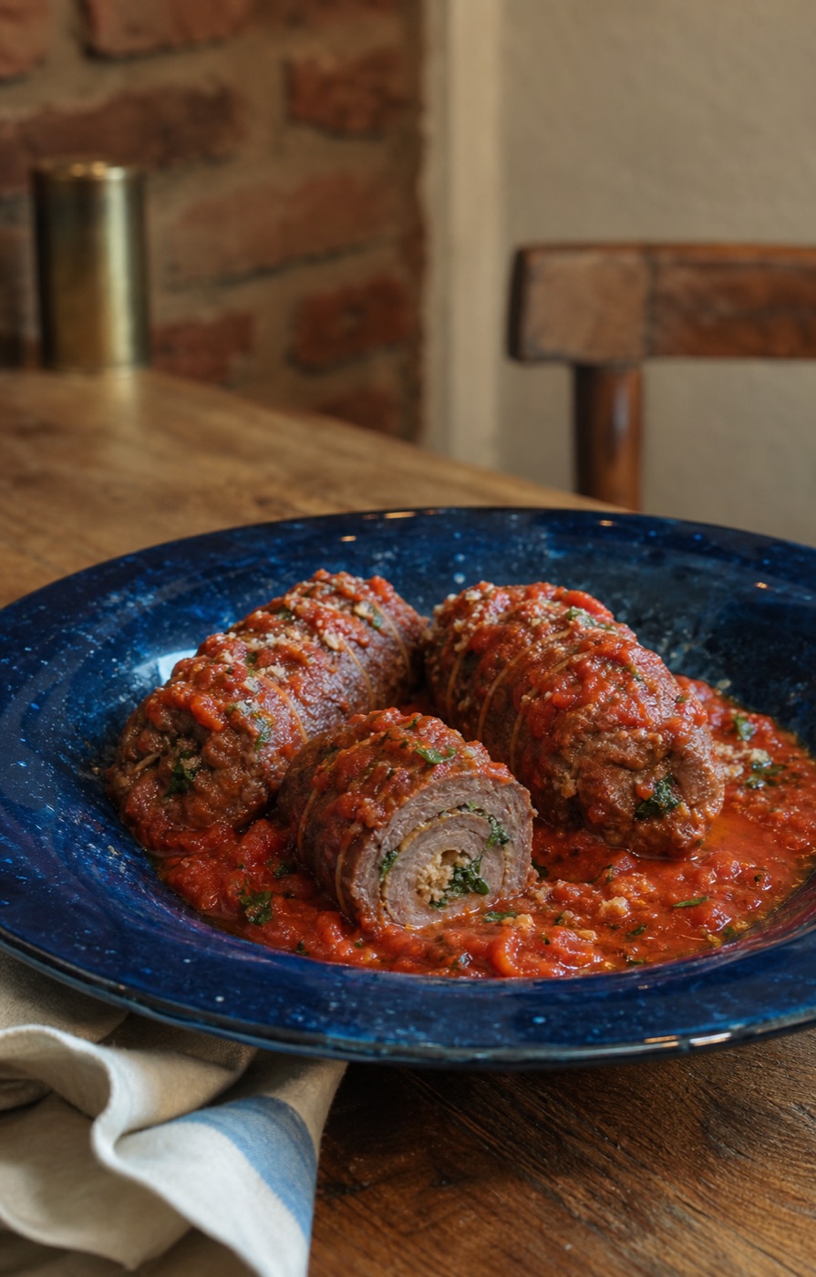 Braciole en salsa de tomate a fuego lento